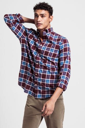 Gant ανδρικό καρό πουκάμισο Regular Winter Twill Blackwatch - 3011330 Κόκκινο XL